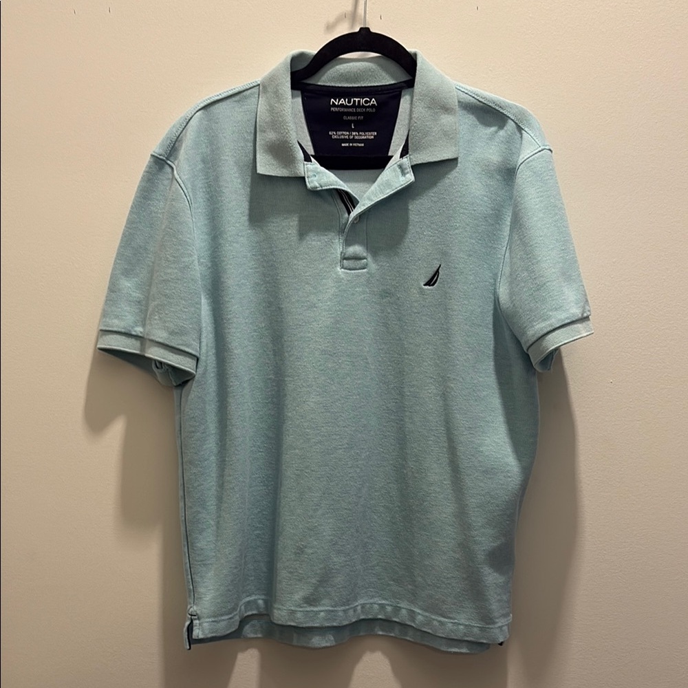 Nautica Blue Polo Shirt Classic Pique Cotton